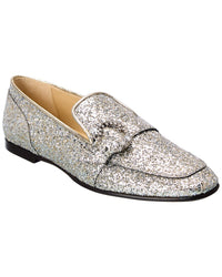 Jimmy Choo Mani Glitter Loafer, 35.5, Silver