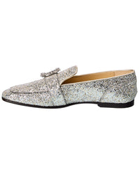 Jimmy Choo Mani Glitter Loafer, 35.5, Silver