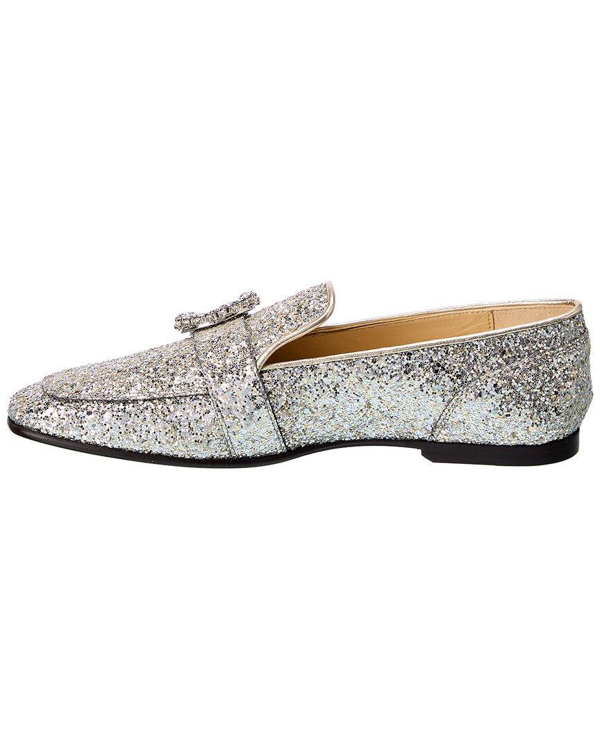 Jimmy Choo Mani Glitter Loafer, 35.5, Silver