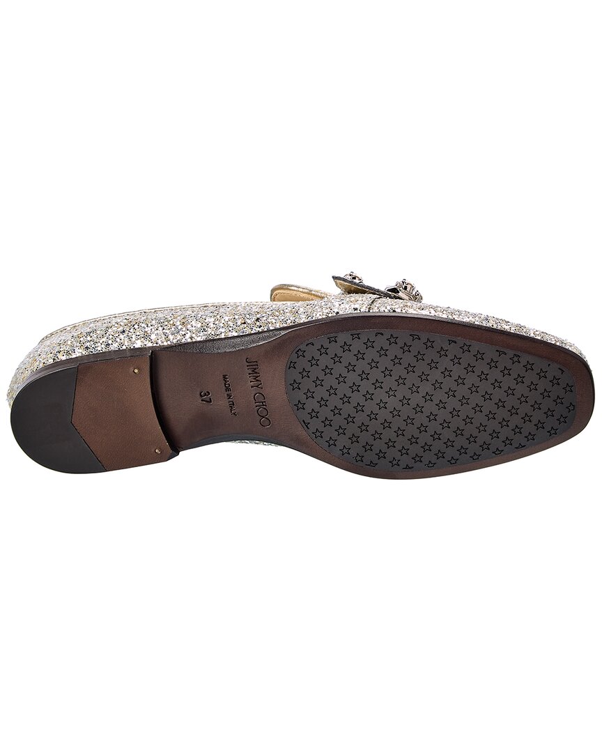 Jimmy Choo Mani Glitter Loafer, 35.5, Silver