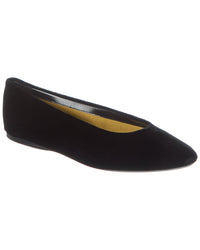 Saint Laurent Gio Velvet Ballet Flat Black