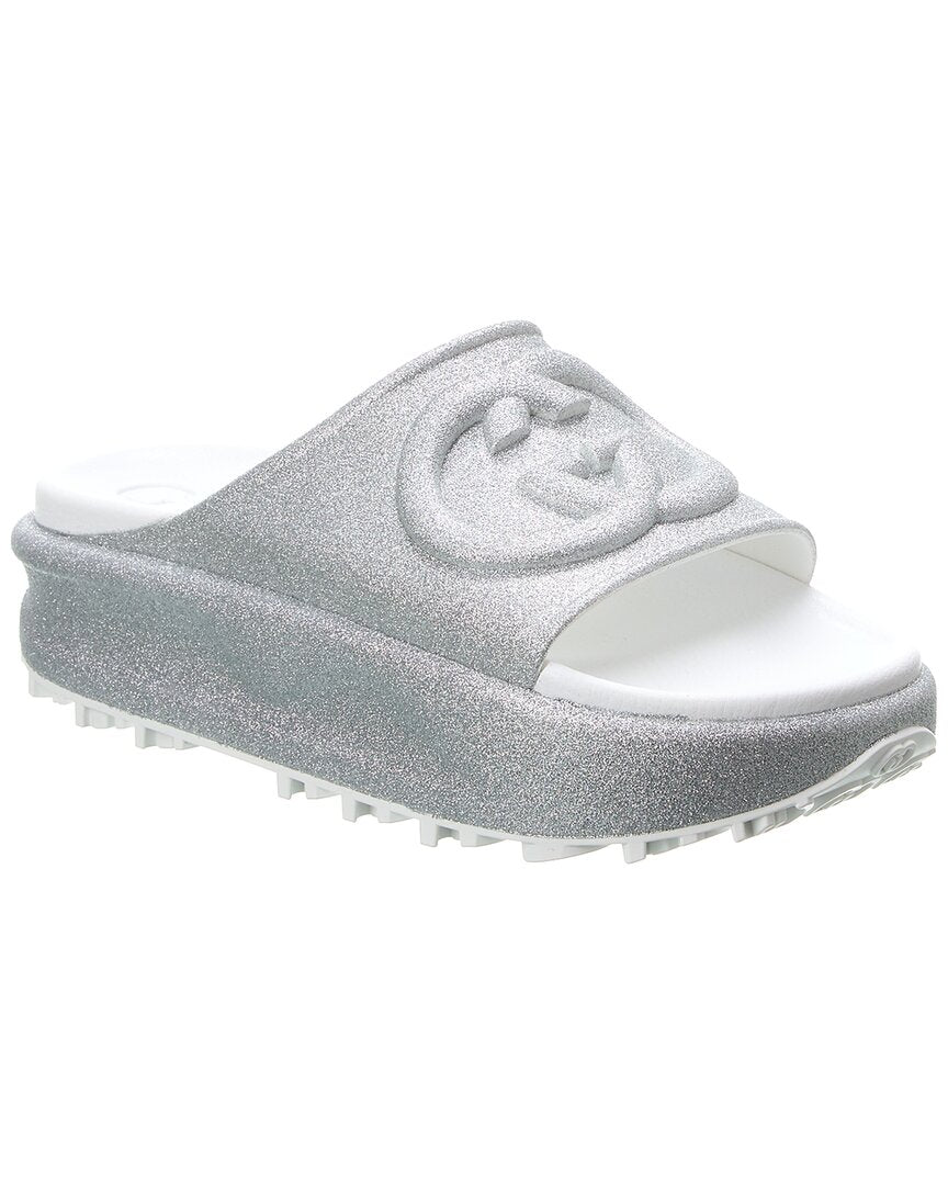 Gucci Interlocking G Rubber Slide 4 Silver