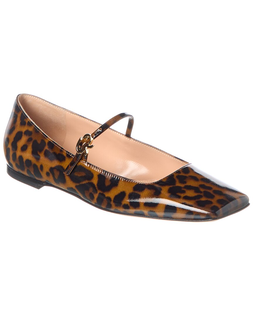 Gianvito Rossi Christina Leather Flat Brown Multi