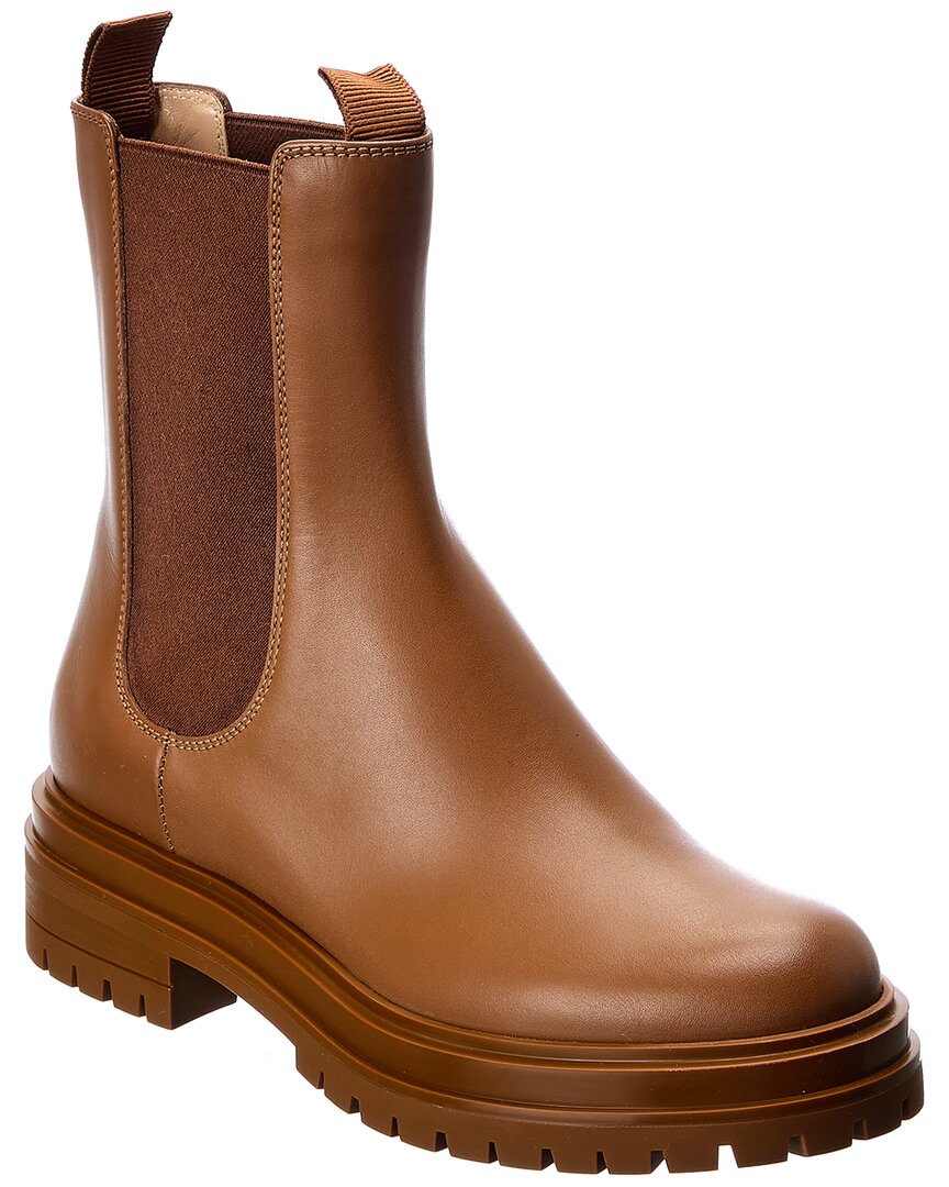 Gianvito Rossi Chester Leather Boot Brown Multi