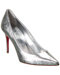 Christian Louboutin Kate 85 Leather Pump Silver