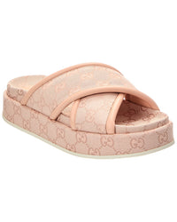 Gucci Gucci Gg Canvas & Leather Platform Sandal