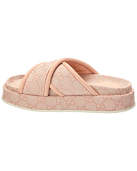 Gucci Gucci Gg Canvas & Leather Platform Sandal