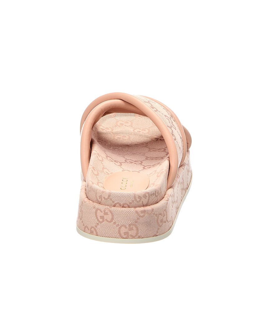 Gucci Gucci Gg Canvas & Leather Platform Sandal