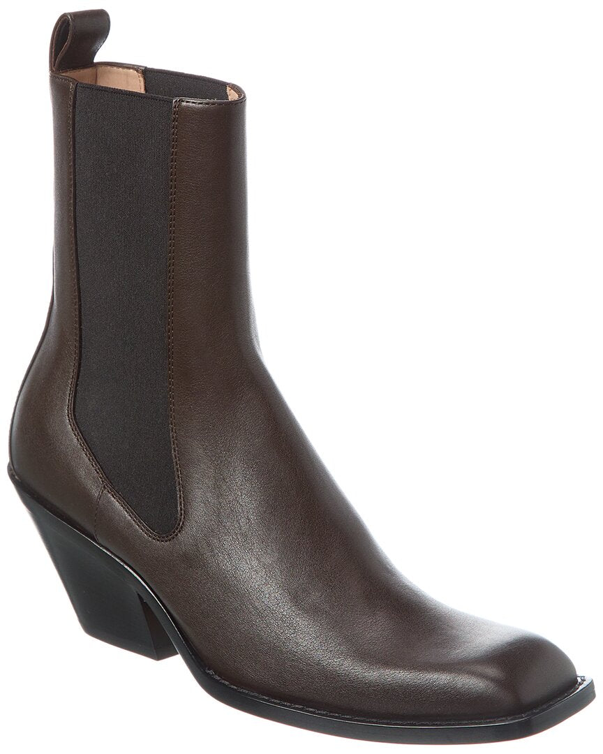 Khaite Austin Leather Bootie Brown Multi