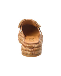 Tods Chain Link Detail Raffia & Leather Platform Mule