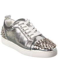 Christian Louboutin Louise Junior Spikes Leather Sneaker Silver