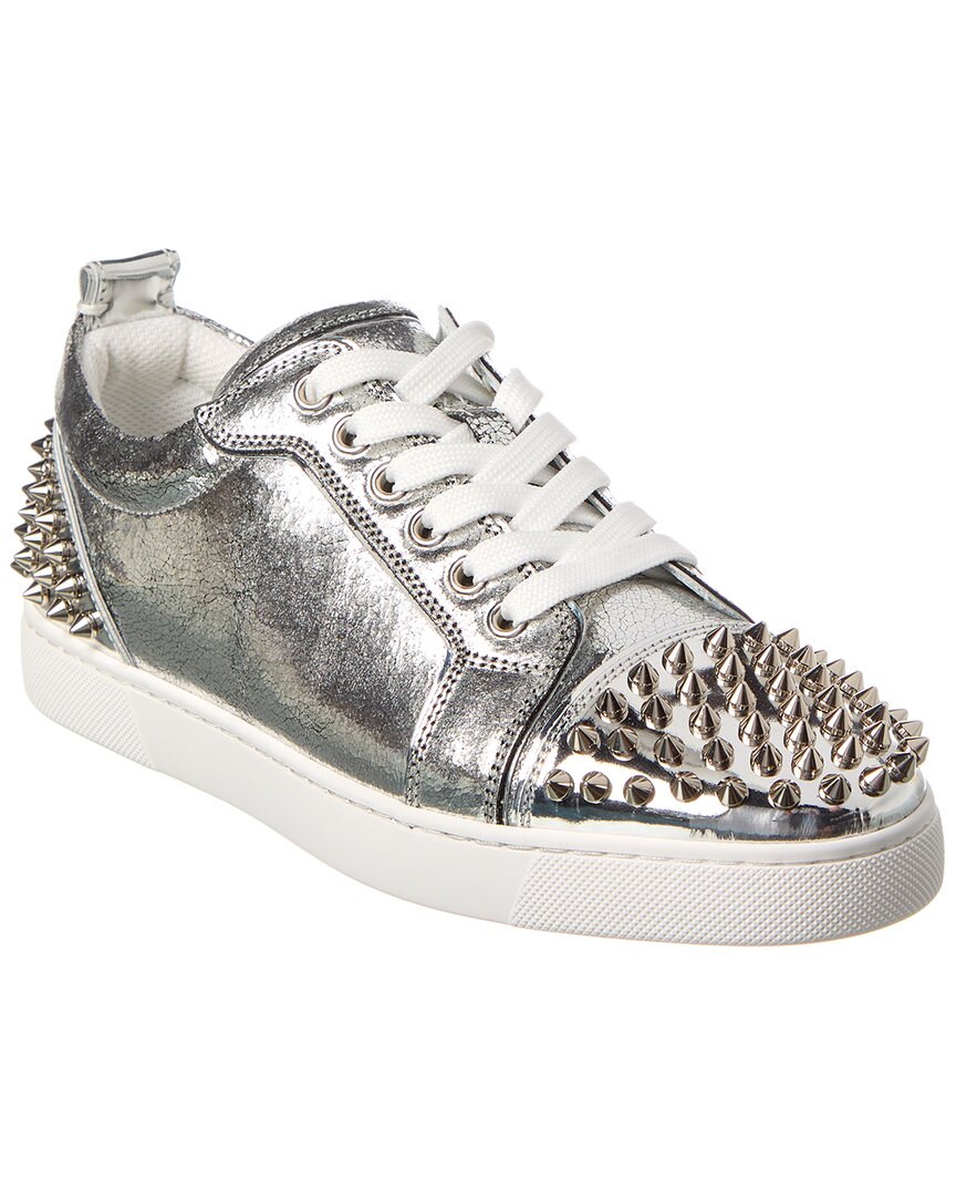 Christian Louboutin Louise Junior Spikes Leather Sneaker Silver