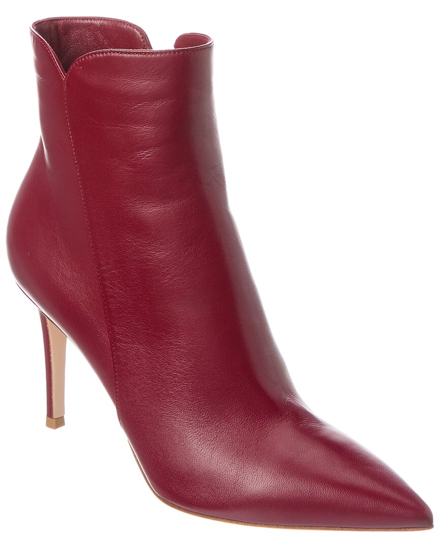 Gianvito Rossi Levy 85 Leather Bootie 39.5 Red