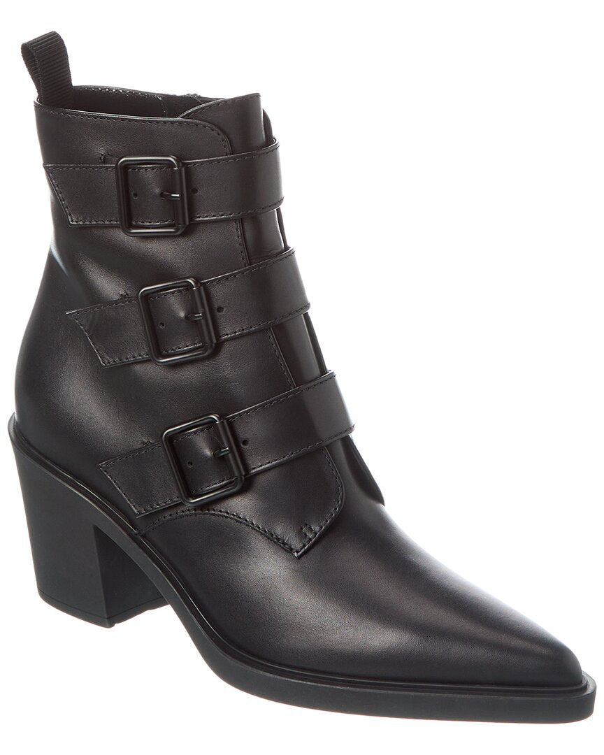 Gianvito Rossi Reem 60 Leather Bootie Black