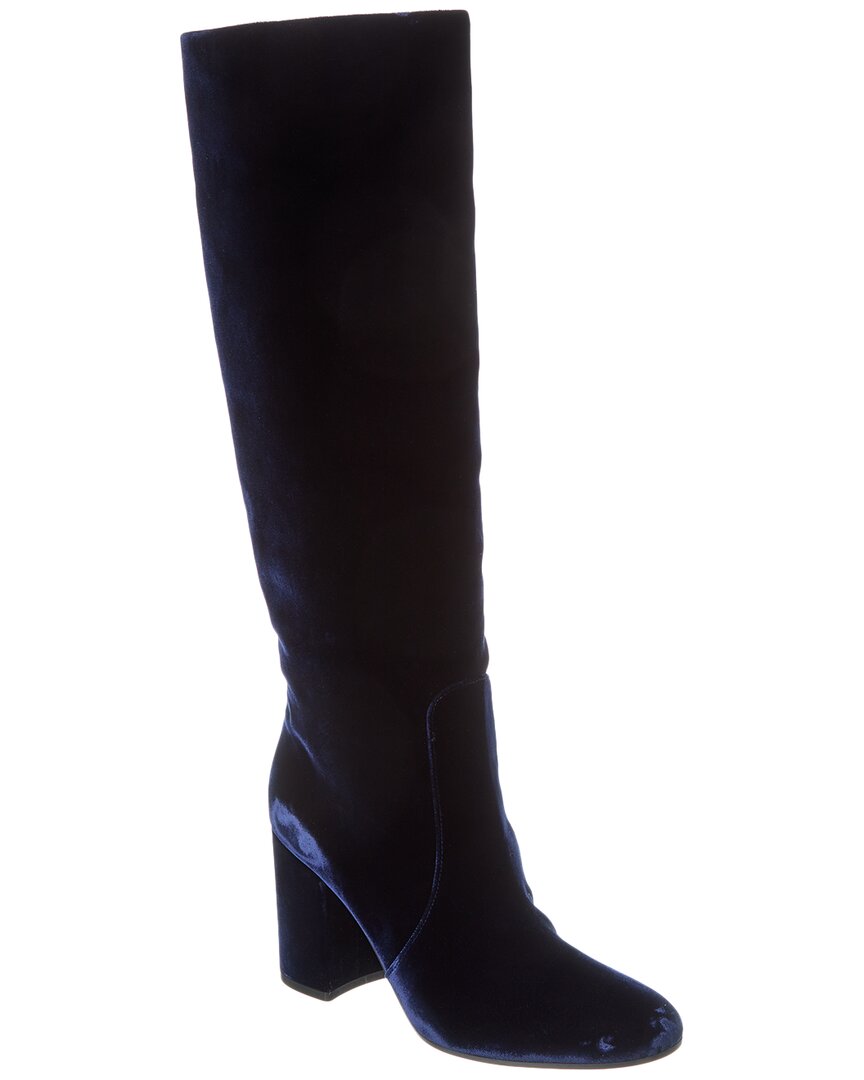 Gianvito Rossi 85 Velvet Knee-High Boot Blue