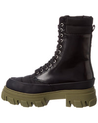 Ganni Quilted Nylon & Leather Combat Boot