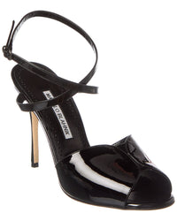 Manolo Blahnik Hourani 100 Patent Sandal Black