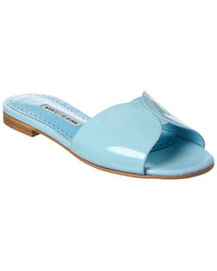 Manolo Blahnik Houramu Patent Sandal Blue