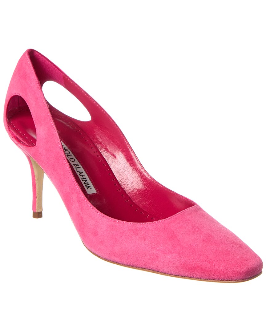 Manolo Blahnik Toplaca 70 Suede Pump Pink