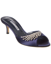 Manolo Blahnik Lumada 50 Satin Mule Blue