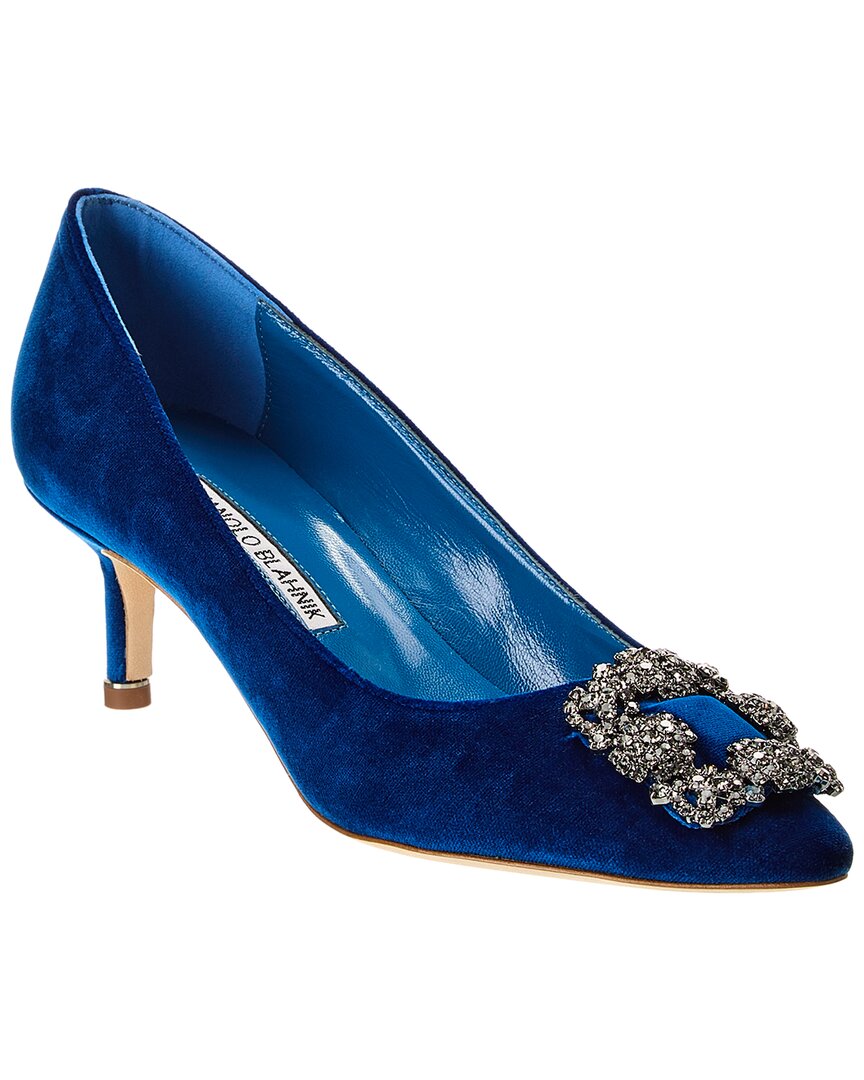Manolo Blahnik Hangisi 50 Velvet Pump Blue