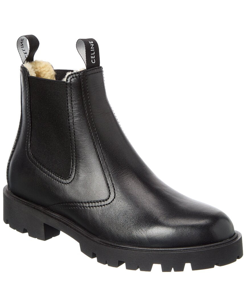 Celine Margaret Leather Boot Black