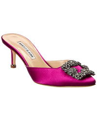 Manolo Blahnik Hangisimu 50 Satin Mule Pink