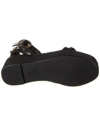 Valentino Rockstud 45 Rope & Leather Wedge Sandal