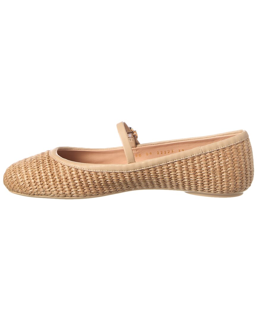 Gianvito Rossi Carla Straw & Leather Flat