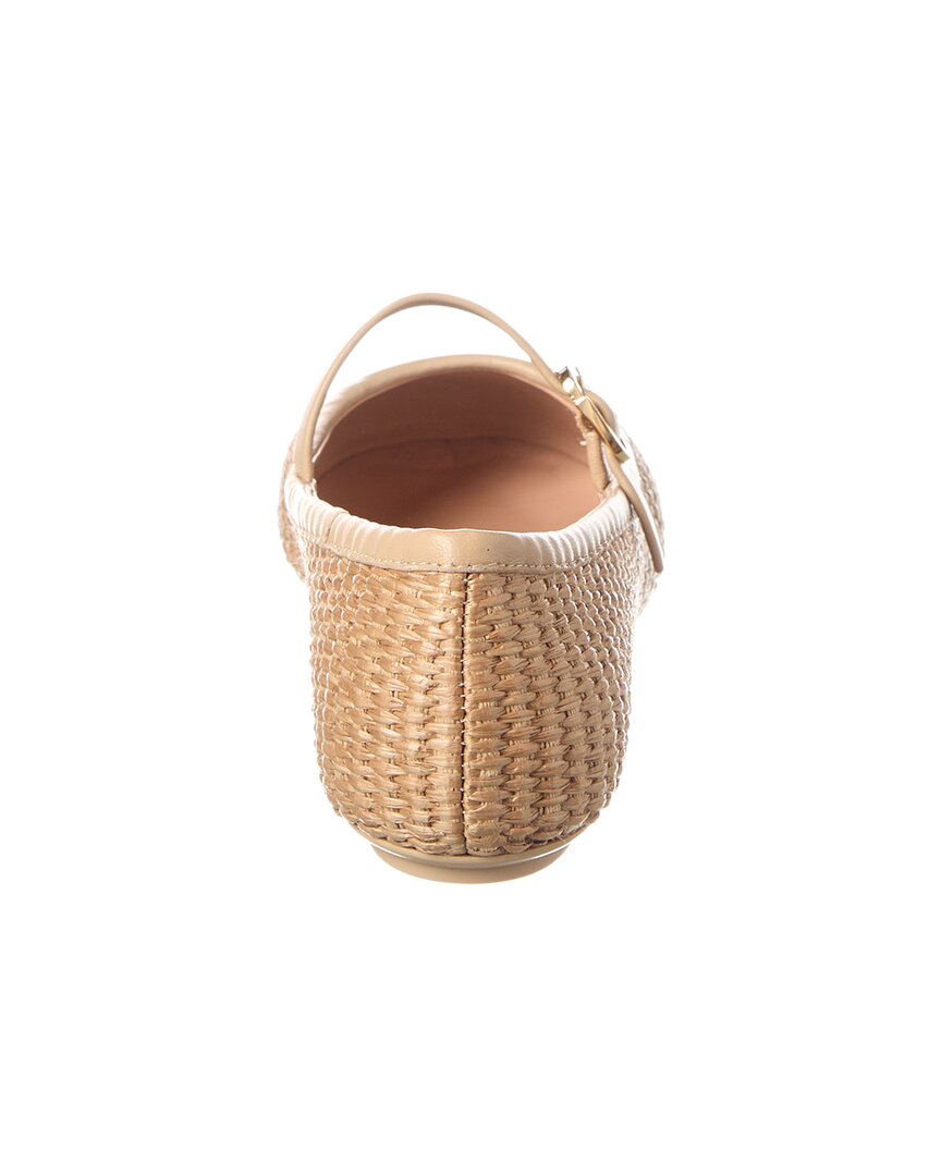 Gianvito Rossi Carla Straw & Leather Flat