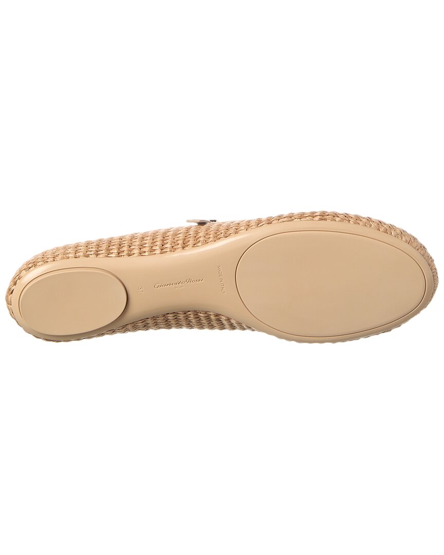 Gianvito Rossi Carla Straw & Leather Flat