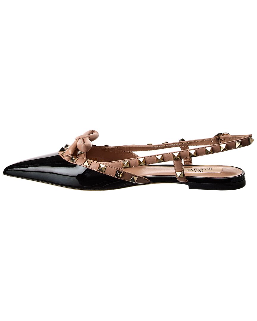 Valentino Rockstud Bow Patent Slingback Ballerina Flat