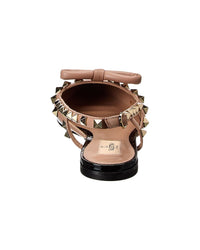 Valentino Rockstud Bow Patent Slingback Ballerina Flat