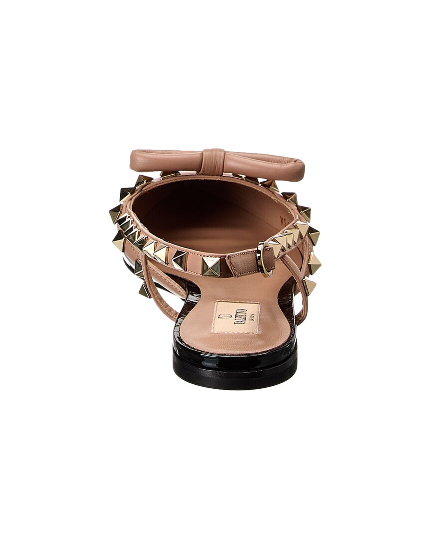 Valentino Rockstud Bow Patent Slingback Ballerina Flat