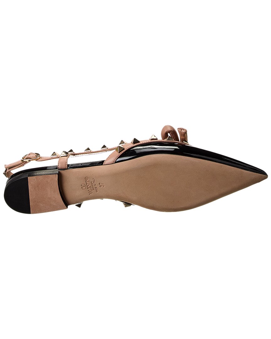 Valentino Rockstud Bow Patent Slingback Ballerina Flat
