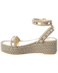 Valentino Rockstud Leather Wedge Sandal