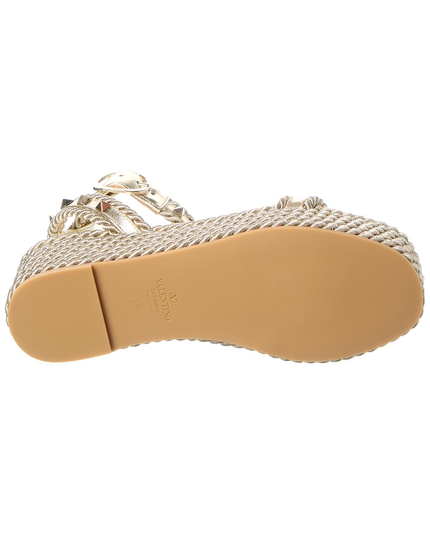 Valentino Rockstud Leather Wedge Sandal