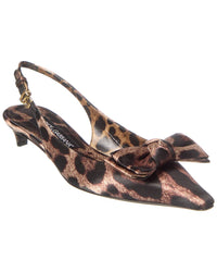 Dolce & Gabbana Dg Logo Satin Slingback Pump Brown Multi