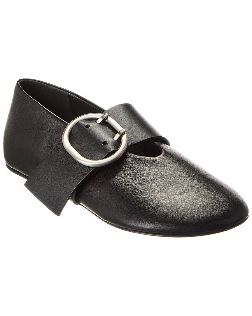 Jil Sander Cannolo Buckle Strap Leather Flat