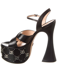Gucci Interlocking G Studs Leather Platform Sandal