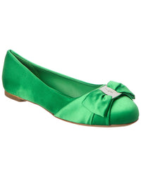 Ferragamo Varina Satin Flat Green