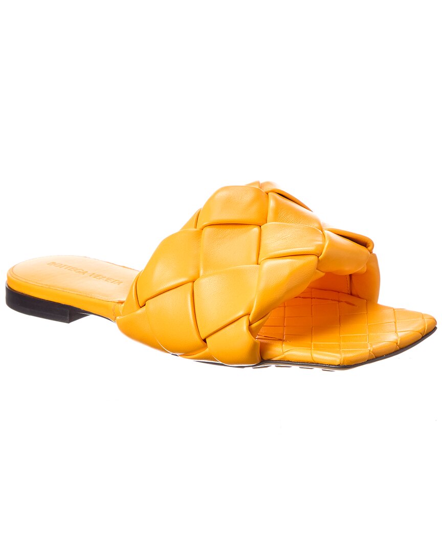Bottega Veneta The Lido Intrecciato Leather Sandal Orange