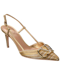 Valentino Valentino Vlogo Signature 80 Leather Slingback Pump