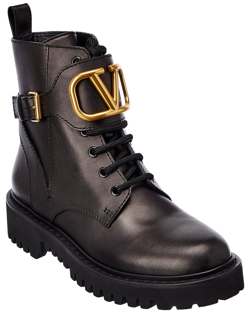 Dnu Pack Valentino Vlogo 35 Leather Combat Boot