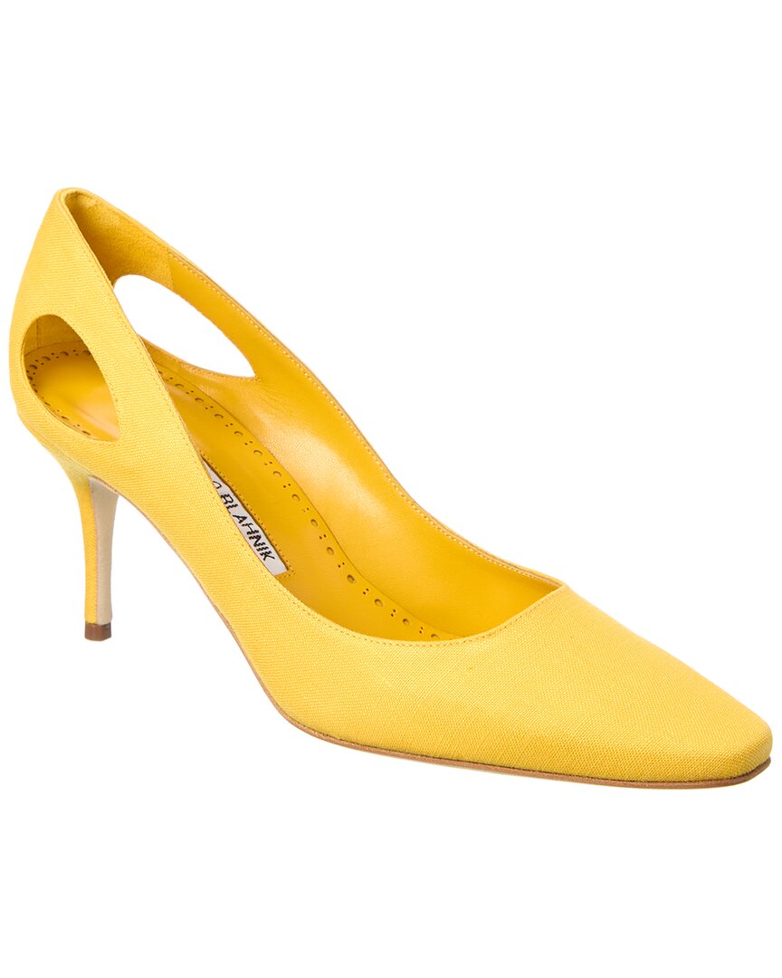 Manolo Blahnik Toplaca 70 Linen Pump Black