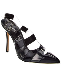 Manolo Blahnik Lixra 100 Vinyl & Patent Pump Blue