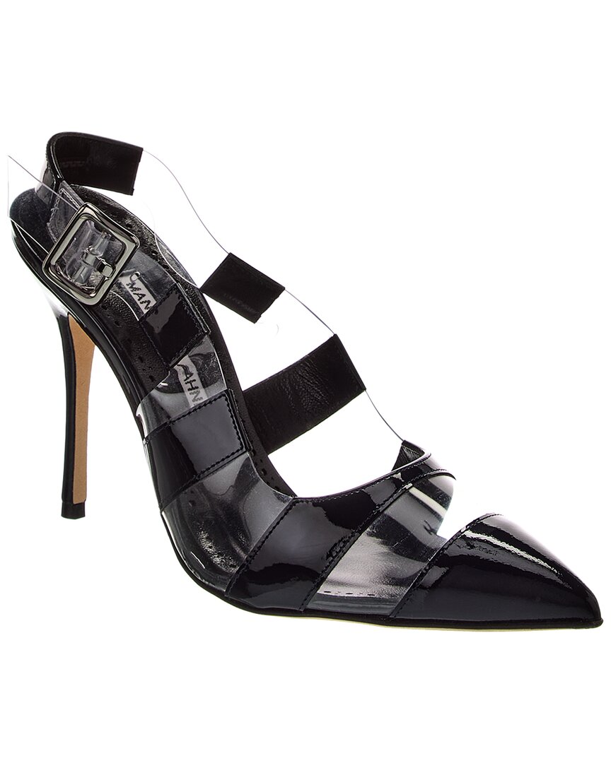 Manolo Blahnik Lixra 100 Vinyl & Patent Pump Blue