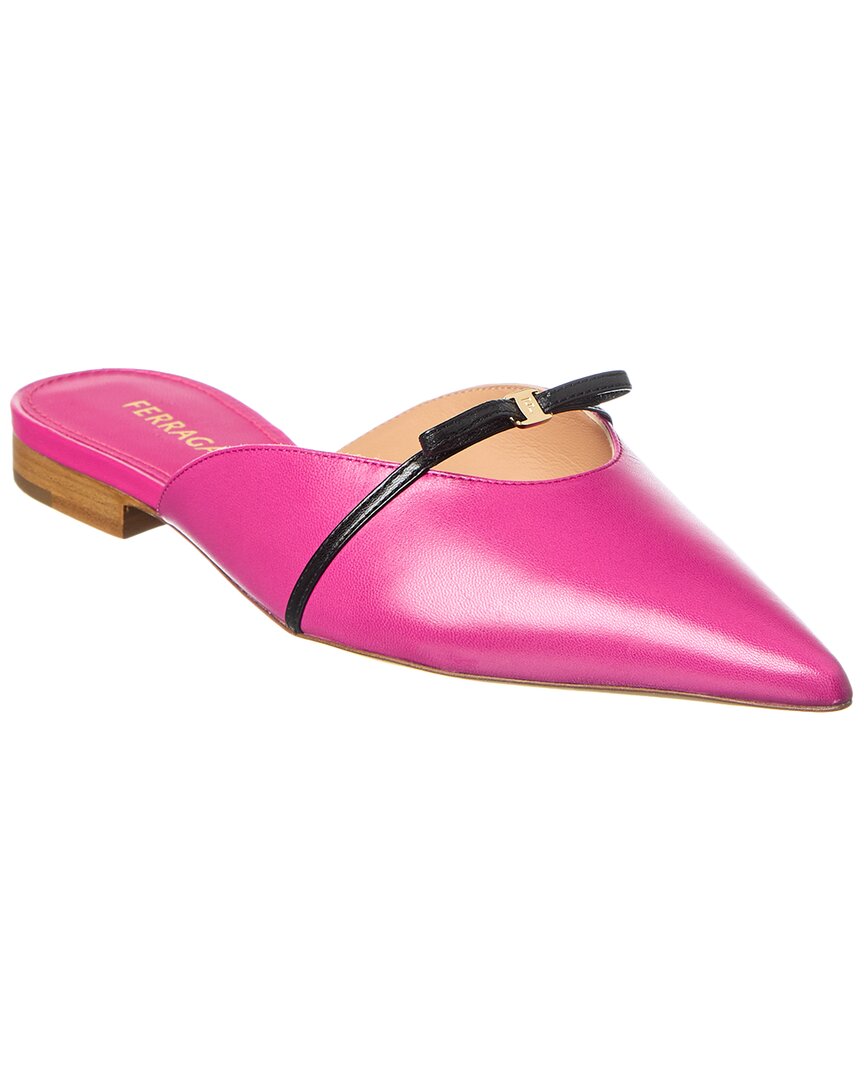 Ferragamo Bow Mini Leather Mule Pink 8