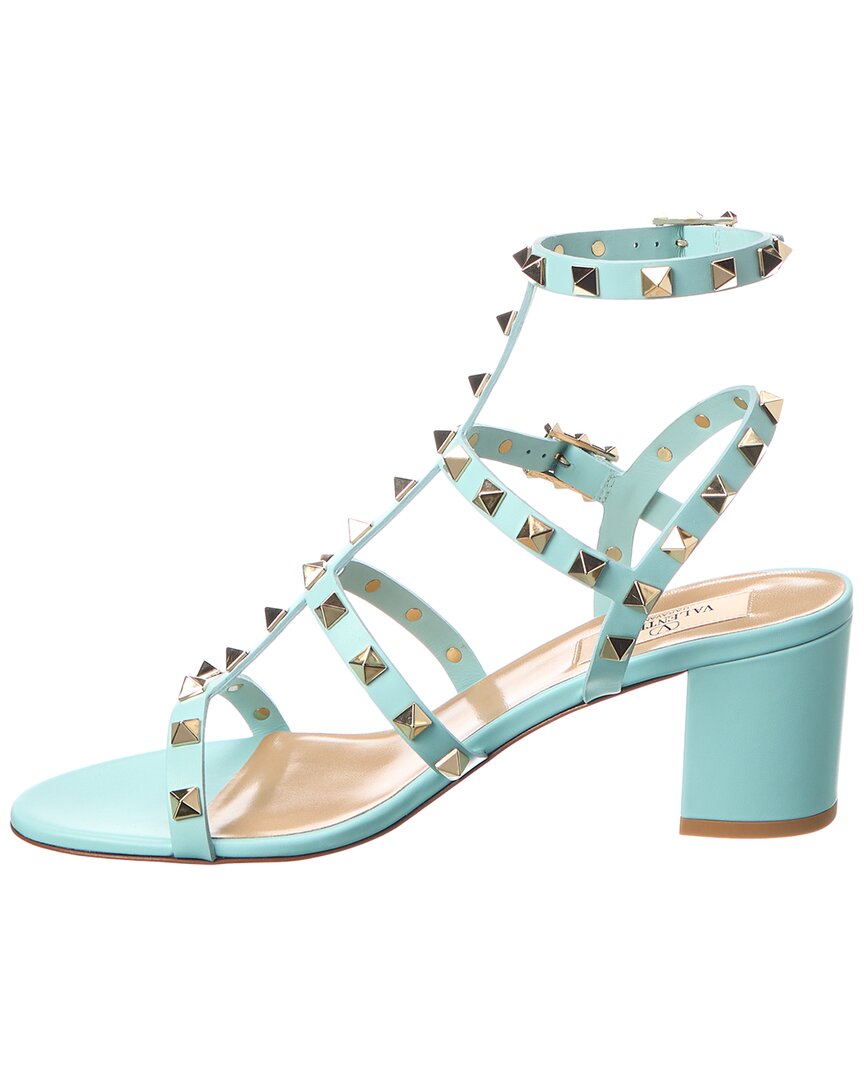 Valentino Valentino Rockstud Caged 60 Leather Ankle Strap Sandal, 36, Blue