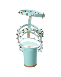 Valentino Valentino Rockstud Caged 60 Leather Ankle Strap Sandal, 36, Blue